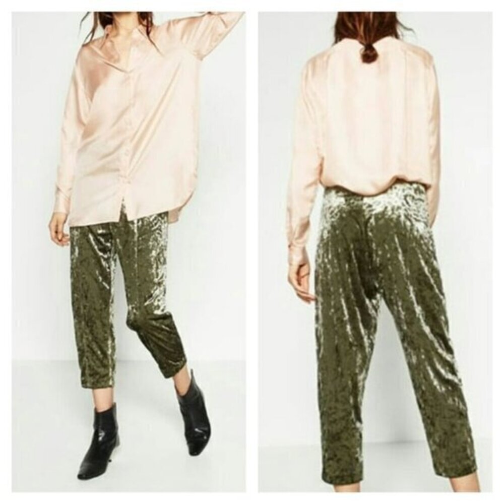 ZARA Velvet Carrot Crop Pants